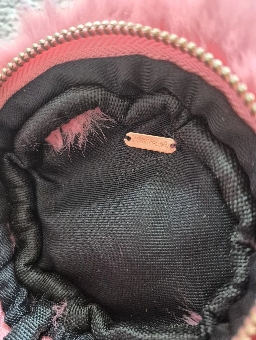 Free People Hot Coral Pink Faux Fur Wristlet